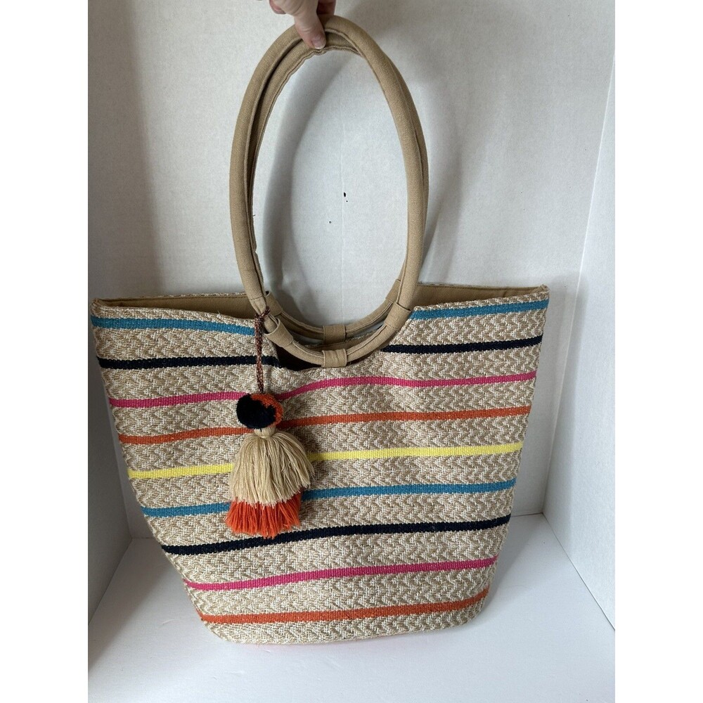 America & Beyond Bahama Breeze Tote Large Jute Tote NWOT